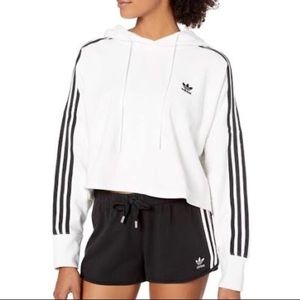Adidas Original Adicolor Cropped Hoodie in White